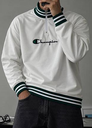 Чоловіча демісезонна повсякденна кофта з маленькою змійкою champion old-school premium 🍂