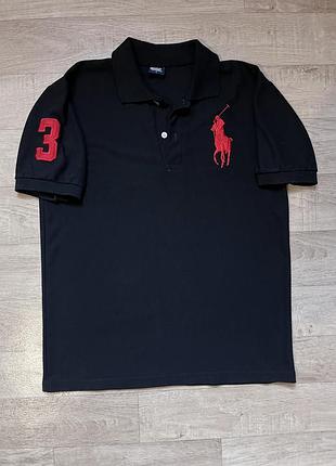 Поло чоловіче polo ralph lauren чорне з коротким рукавом