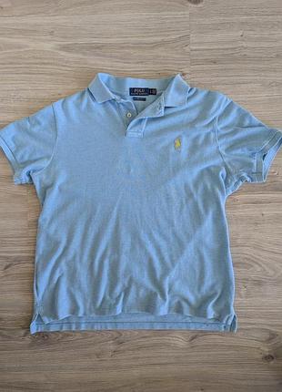 Поло чоловіче polo ralph lauren custom slim fit блакитне бавовна l