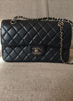 Сумка жіноча chanel чорна стьобана шкіряна