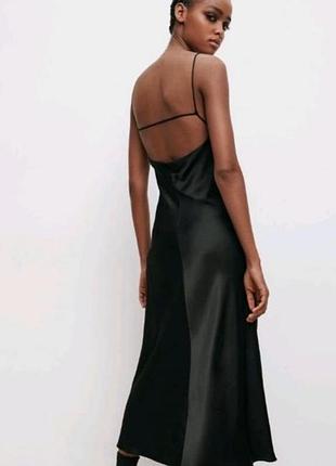Сукня міді жіноча zara чорна, розмір l