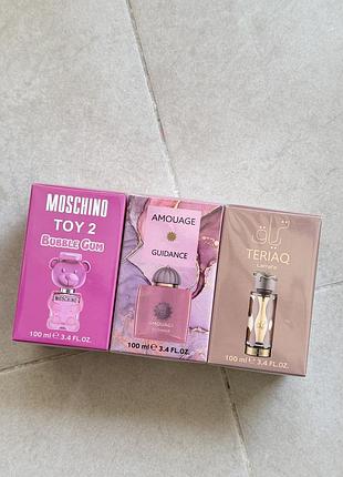 Парфуми moschino toy 2 bubble gum, amouage guidance, lattafa teriaq 100 мл