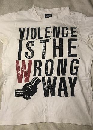 Футболка унісекс non-violence project knot to violence біла з принтом