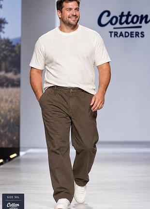 Чоловічі штани cotton traders коричневі xxl- 3xl (100% бавовна)