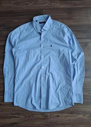 Блакитна чоловіча сорочка polo ralph lauren, розмір xl (43/44)