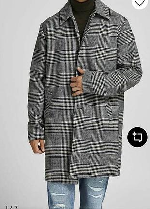 Чоловіче пальто jack&jones в клітинку, розмір l