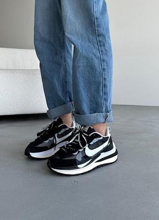 😍 женские кроссовки nike vaporwaffle x sacai black/white
