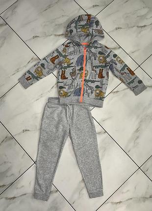 Утепленный коттоновый спортивный костюм кофта с капюшоном и штаны f&f 4-5лет (104-110см) на мальчика