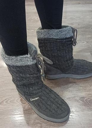 Чоботи жіночі skechers сірі 2