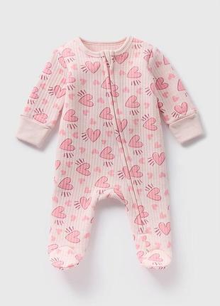 Утепленный человечек на молнии matalan, до 3.2кг, 0-3мес.