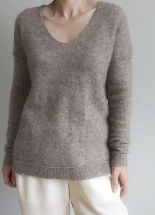 Шерстяной оверсайз пуловер second female brook v-neck c кид мохером