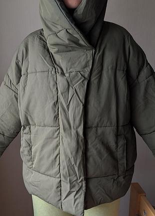 Жіночий пуховик h&m оверсайз хакі