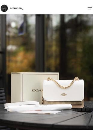 Сумка жіноча coach через плече з фірмовим полотном