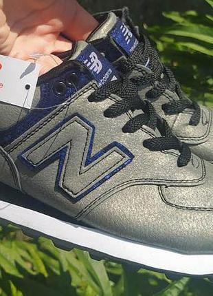 Кросівки жіночі new balance 574 сірі з синім