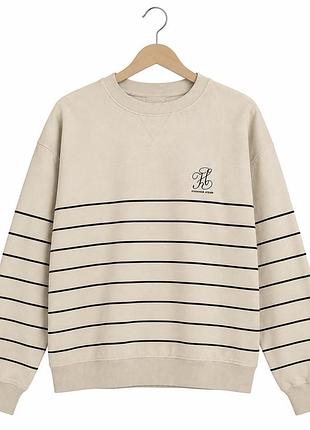Жіночий світшот h&m флісовий у смужку бежевий