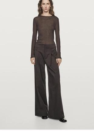 Лонгслів жіночий massimo dutti напівпрозорий бавовняний з коміром, розмір м