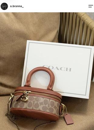 Сумка жіноча coach коричнева з монограмою