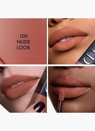 Рідка помада 100 nude look  dior rouge on stage ink blur matte liquid lipstick