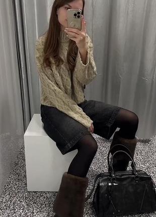 Об’ємний светр bershka жіночий m м’який в’язаний укорочений