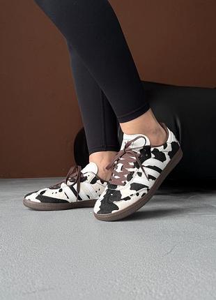Кроссовки женские adidas samba og cow print dark brown/white