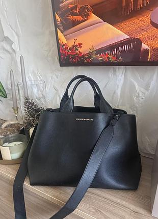 Сумка жіноча armani чорна шкіряна