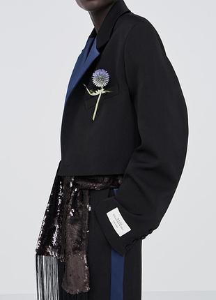 Вкорочений синій жакет zara new 2