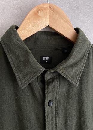 Сорочка чоловіча uniqlo хакі фланелева 2