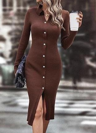 Коричнева сукня в рубчик new look