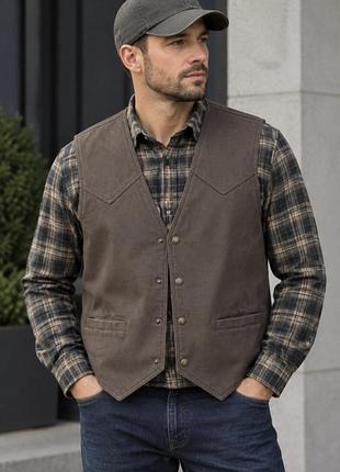 Стильний чоловічий шкіряний жилет john f.gee leather wear