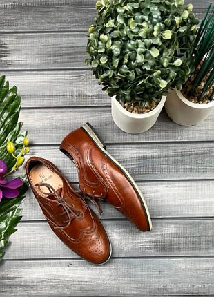 Шкіряні туфлі оксфорди коричневого кольору, розмір 37, фірма river island