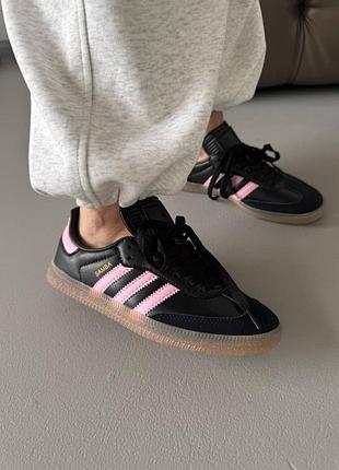 Кросівки adidas samba messi чорні з рожевим, шкіра, замша