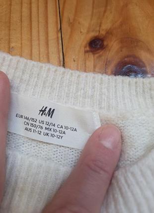 Светр для дівчинки h&m білий з бантом 3