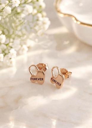 Серьги-пуссеты «сердце forever» из медицинского золота xuping