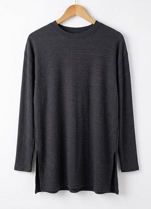 Удлиненный оверсайз лонгслив / туника в рубчик с разрезами asos design (m/l, подойдет на s-l)