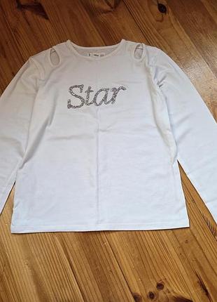Лонгслів для дівчинки mango білий з написом star