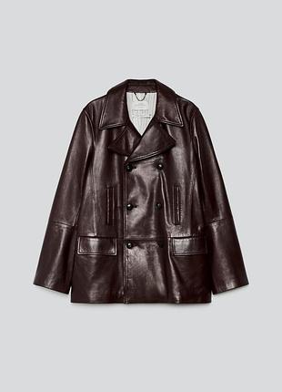 Шкіряне жіноче пальто zara new