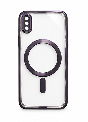 Чохол apple для iphone x/xs прозорий з фіолетовим магнітним кільцем