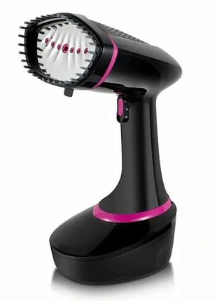 Отпариватель domotec ms-1317b ручной 1500 вт с резервуаром 400 мл black-pink