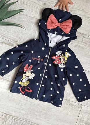 Куртка для дівчинки disney мінні маус синя в горох з утепленням 9-12 місяців