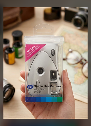 Винтажный одноразовый фотоаппарат boots single use camera со вспышкой (27 кадров)