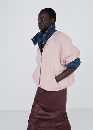 Куртка жіноча рожева джинсова двостороння zara new