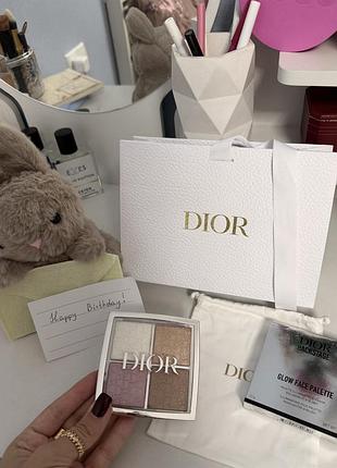 Dior backstage glow face palette 001 | подарунковий набір dior | палетка + пакет + зайчик