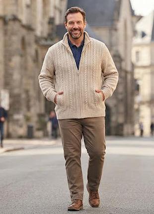 Теплий в'язаний кардиган на блискавці atlas for men, великий розмір (5xl / 4xl)
