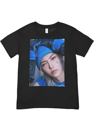 Футболка m феликс стрей кидс ли йонбук lee felix stray kids чорний (37475)