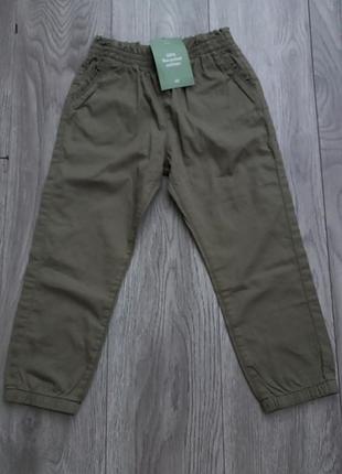 Брюки брюки h&amp;m 3-4роки рост 104 цвет хаки новые