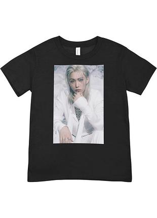 Футболка xl феликс стрей кидс ли йонбук lee felix stray kids чорний (39280)