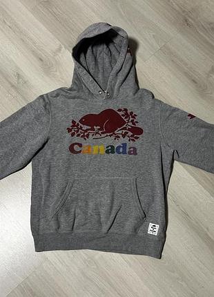 Сіре худі roots is canada з бобром (розмір xs/tp)