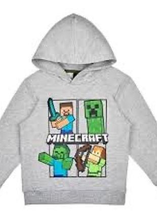 Худі minecraft для хлопчика сіре з капюшоном розмір 134 (9 років)