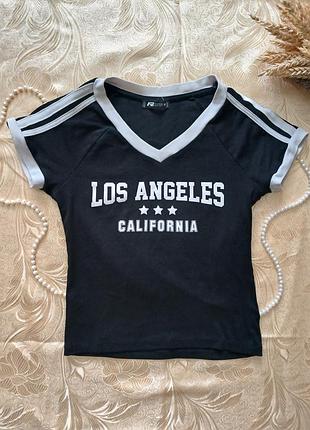 Футболка los angeles la с v вырезом женская черная