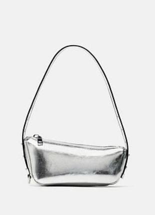 Сумка жіноча zara срібляста, 18 см